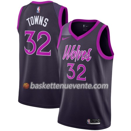 Maillot Basket Minnesota Timberwolves Karl-Anthony Towns 32 2018-19 Nike City Edition Pourpre Swingman - Homme